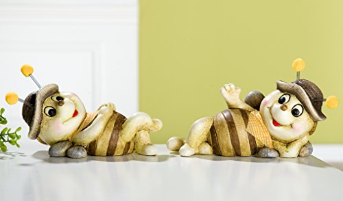 1 x Biene Honey Keramik liegend gelb/braun Breite 19 cm, Figur, Bee, Tischdeko (Kopf abgestützt (rechts))