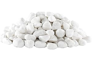 Gexmile Weiße Kieselsteine Naturstein Marmorkies Dekorative Kleiner Schnee Weiße Steine Flussfelsen für Blumentopf Garten Aquarium 20-40mm 1kg