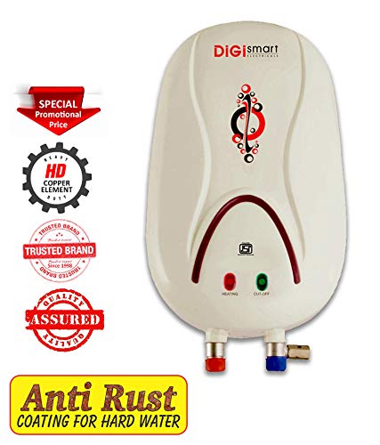 DIGISMART 1 Liter Instant Water Heater Geyser, ISI Copper Element 3 KVA (0.8mm), Hot Water Geyser, Anti Rust Coated Tank, ABS Body, Energy Efficient, 2 Year Warranty (Ivory)