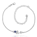 ♡Material: Cobre Daesar Tobillera Mujer Tobillera Plata Azul Tobilleras para Mujer Cobre Tobillera Mujer Tobillera Geométrico Circonita