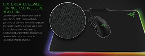 Razer Firefly Cloth Edition - Alfombrilla de rat  n Gaming  retroiluminaci  n RGB  Superficie de Tela  optimizada para Control y Velocidad de Juego 