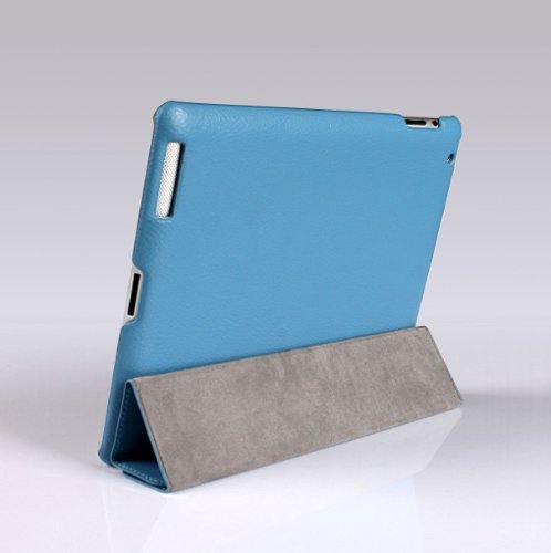 Invision® iPad 2 iPad 3 und iPad 4 Intelligente Hülle – Tolles Design – Magnetische Aufweck/Schlaf-Funktion – Hochwertiges PU-Leder (iPad 2 3 4 / Hell Blau) - 4