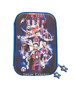 Decor Express Premium Pencil Boxes for Boys FCB Football Club 3D EVA Hardtop Pencil Pouches for Girls and Boys (FCB Football Club)