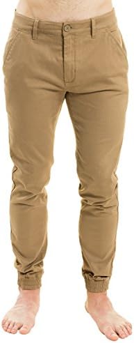 WOLDO Athletic Mens Chino Trousers Jogger Pants Chinos Slim Fit (M, Sand / Beige)