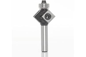 Sinoprotools Fresa a smusso, fresa superiore con 4 lati in metallo duro intercambiabile (HW), codolo 8 mm, diametro 27 mm, lunghezza utile 12 mm, angolo 45°, con cuscinetto a sfera.