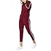 Produktbild Manadlian Damen Trainingsanzug Hood Sweatshirt Top + Hosen Sets Sportkleidung Lässige Kleidung Jogginghosen Streifen Sweatshirts Herbst Winter 2 Teilig Crop Pullover (L, Rot)