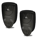 MIDWEC Set de 2 Repelentes de Plagas Ultrasónicos con Tecnología Moderna, Repele Ratones, Ratas, Polillas, Arañas, Cucarachas y Cualquier Otro Insecto (Negro)