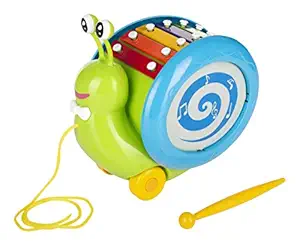 Giggles - Musical Snail, 3 In 1 Pull Along Toy, Xylophone, Drum And Walking, 12 Months & Above, Infant And Preschool Toys, Multicolor