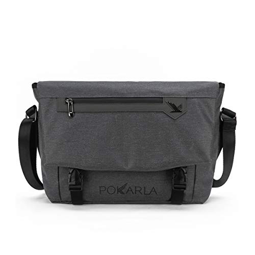 Preisvergleich Produktbild Wasserdichte Pokarla Umhängetasche mit Laptopfach und Gepolstertem Umhängetasche mit Umhängetasche für die Arbeit School Bookbag für 14 Zoll Laptop für Herren Dunkelgrau