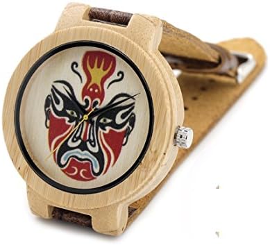 Personalized Custom Bamboo Wooden Multicolor Beijing Opera Facial Masks Watches Japanese Quartz Movement Watch Gift for Groomsmen
