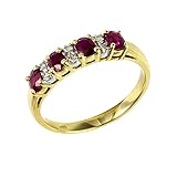  Damen-Ring 9 Karat (375) Gelbgold Gr. 54 (17.2) 3 Amethyst Diamanten 181R0731-22