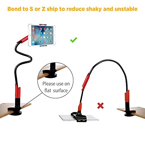 EasyAcc 360 Drehen Handyhalter Desktop StÃ¤nder Schwanenhals Halterung Smartphones Halter Tablet Halterung Handy Einer LÃ¤nge von 1 Meter FÃ¼r Smartphones iphone x iphone 8 Plus Galaxy S8 S9 / S9 Plus Ipads (Schwarz/Rot)