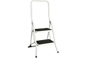 FACILITYS - Escabeau 2 Marches, Pliable en Acier Solide & Stable - Marche Pied Pliable, Charge 150 kg - Plateforme de Travail, 2ème Hauteur 46 cm - Surface Antidérapante & Confortable 38,5 x 26,3 cm