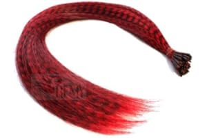 RemyHaar.eu Haarverlängerungen 10 Bunte Haarsträhnen 0,5g Rot Feder Strähnen Feather Extensions Grizzly Microring Extensions Bunte Haare Kunsthaar (10x Rot Feder) Rot Feder, 10 Strähnen