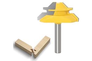 APlus Fresa de madera – Fresa 8mm para 45 grados Lock Mitre, Router Bit pernos Junta Cutter para herramienta de copa madera para máquina de grabado