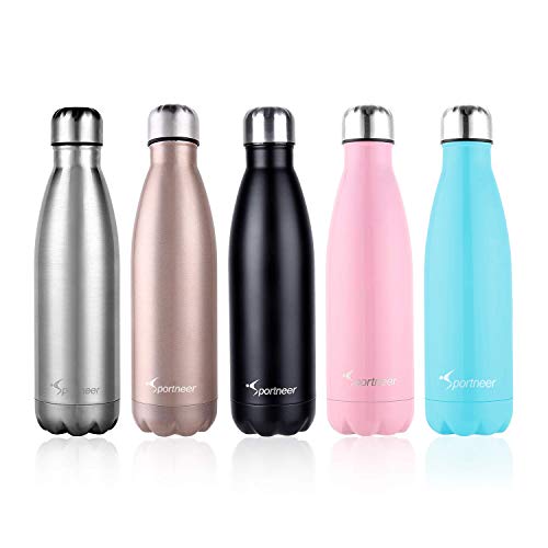 Sportneer® Portatile Borraccia in Acciaio Termica, 500ml Bottiglia Sportive Thermos, Facile da Pulire