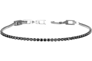 DONIPREZIOSI Bracciale Tennis in Acciaio Inox con Zirconi taglio Brillante, Spessore 2 mm Lunghezza regolabile, disponibile in più colori - Uomo e Donna Unisex
