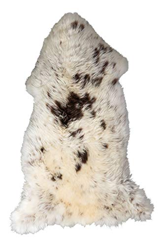 Fellhof Alfombra de Piel con Manchas de Pelo de Cordero Largo de Color marrón y Blanco