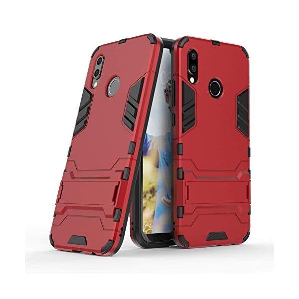 Huawei P20 Lite Funda, MHHQ 2in1 Armadura Combinación A Prueba de Choques Heavy Duty Escudo Cáscara Dura PC + Suave TPU Silicona Rubber Case Cover con soporte para Huawei P20 Lite -Red - Imagen 4