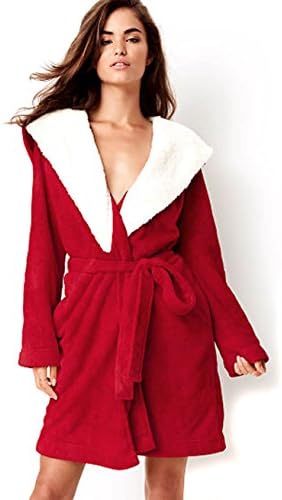 V Secret Victoria's Secret New Genuine Womens Cozy Plush Robe Dressing Gown (XS/S, Red)