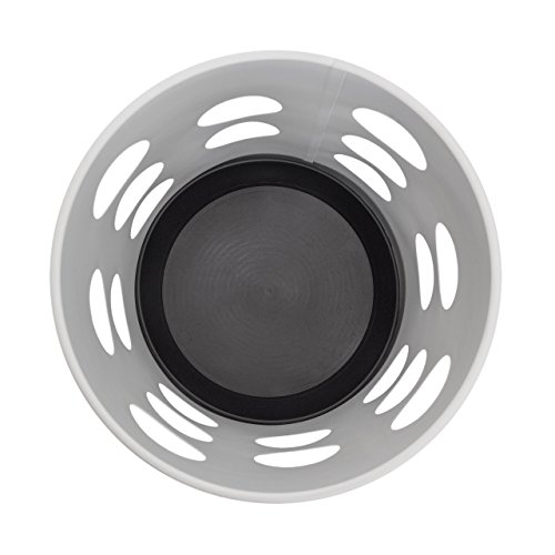 Relaxdays Regenschirmständer rund HBT 49,5 x 22,5 x 22,5 cm Metall Schirmständer mit Wasserauffangschale für Regenschirm, Gehstock oder Nordic Walking Stöcke aus Stahl mit schöner Ornamentik, weiß - 6