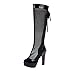 Produktbild UH Damen Peeptoe High Heels Sandalen Knie Stiefel Plateau Blockabsatz Sommerstiefel mit Nets Fashion Schuhe