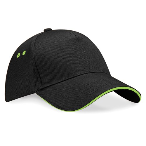 Beechfield Ultimate 5 Panel Cap - Sandwich Peak,verschiedene Farben Einheitsgröße,Schwarz/Lime Grün