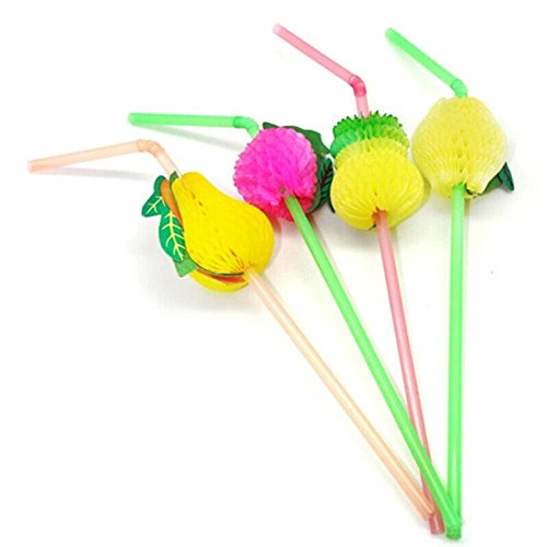 3D Frucht Cocktail Strohhalme , 50 Stück Assorted
