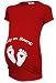 Happy Mama. Woman's Maternity Slogan Little Feet Funny Print Top T-shirt. 199p (Red, UK 8/10, M)