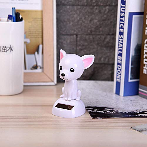 Preisvergleich Produktbild Interieurleisten Sonnenenergie, die das Spielzeuggeschenk der Kopfhundeautodekorationskinder rüttelt@Weißer Welpe