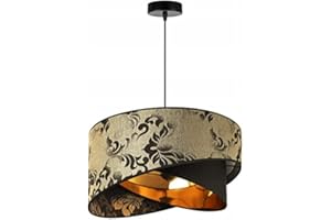 LIGHT HOME LH Light-Home Milano Lampadario a Sospensione - Lampadario Industriale per Soggiorno Camera da Letto e Cucina - Lampade a Sospensione in Metallo e con Paralume di Velluto - E27 - Nero e Oro