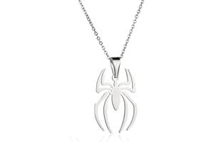 GAUEIOUR Spider Stainless Steel Pendant Necklace,Silver Adjustable Lightweight Chain Charm Jewelry Accessories Presents for Men Women