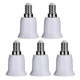 Rrimin E14 to E27 Base Screw Light Lamp Bulb Holder Adapter Socket Converter,White,5.5x5x5 Cm,Set Of 5
