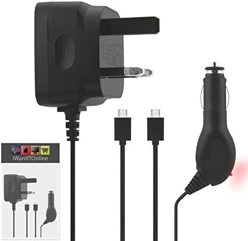 Power Pack Bundle - 1000 mah Charging Pack 3 Pin UK Power Wall Mains Home Office and In Car Charger with LED Indicator (CE &amp; ROHS Certified) for Huawei Ascend Mate7 - BLACK