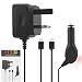 Produktbild IWIO Microsoft Lumia 540 Schwarz Twin Power 1000 mAh Lade Pack 3 Pin UK-Energie-Wand Netz Home Office und KFZ-Ladegerät mit LED-Anzeige (CE & ROHS)