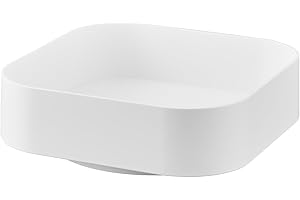 Yamazaki 2198 TOWER obrotowa miska do przechowywania, biała, żywica ABS/silikon, minimalistyczny, 20 x 20 x 6,3 cm