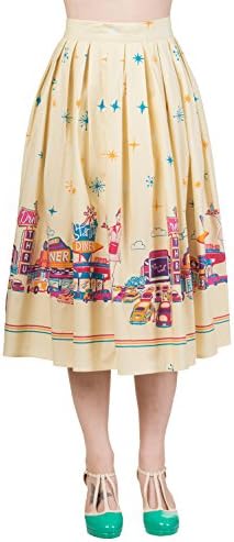 Dancing Days Yellow Retro Drive Thru 1950s Vintage Pinup Flared Swing Skirt 20 3XL
