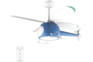 Cecotec - Deckenventilatoren mit Licht EnergySilence Aero 4600 Helicopter, 36W DC Motor und 32W LED Licht, 100 cm, 4 Flügel, 6 Geschwindigkeiten, Timer, Winter/Sommer Modus, Blau