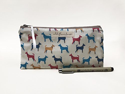 Dog Print Pencil Case or Small Makeup Bag, Old Flour House