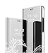 Price comparison product image MLOTECH Case for Huawei P20 Lite cover + tempered glass Flip Clear View Translucent Standing Cover Mirror Plating Holder Full Body 360°Smart Cover Protection Silver