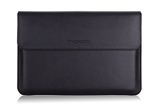 MoKo Surface Pro 3 / 4 Sleeve Hülle – PU Leder Tasche Schutzhülle Lederhülle Wallet Case Leather Sleeve Aktentasche mit Karten-Slot für Microsoft Surface Pro 3 / Pro 4 12 Zoll Tablet, Schwarz - 4