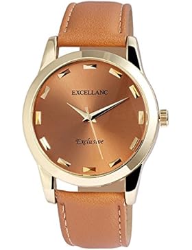 Trend-Wares Damen-Armbanduhr Braun Gold Analog Quarz Metall Leder Groß Damenuhr