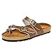 Produktbild LANDFOX Damen Leather Footbed Beach Sandal Crocband Flip Zehentrenner Unisex-Erwachsene Epic Flip V2 Mode Cross Toe Strap Flachen Sandalen Strand Schuh Dick Besohlten Kork Hausschuhe (39 EU, Braun)