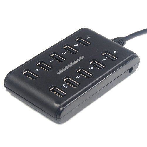 Accessotech 10 Anschlüsse Hochleistung Verlängerungskabel USB 2.0 Nabe Plug & Play Blau LED - 2