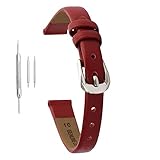 FERZA Home Uhrenarmband Leder Original Uhr Lederarmband Ersatzarmband (Color : Red Silver, Size : 10mm)