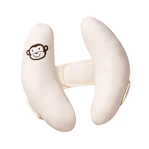MissFox Infant Antiroll Cradler Children Safety Travel Nursing Pillow Head Positioner (White)
