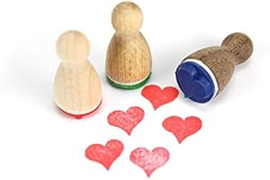 Stemplino® Minisello – Diseño: Corazón – 12 mm de diámetro – Sello de madera para niños Bullet Journal Sello con corazón motivo corazón sello