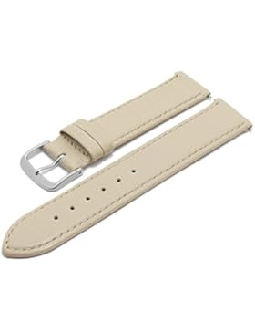 Meyhofer Uhrenarmband Neuss EASY-CLICK 16mm beige Hirsch-Leder genarbt abgenäht Made in Germany My2fcml2022