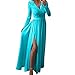 Produktbild Felicove Damen Spitze Ballkleid, Frauenkleid Frühling Spitzenkleid Abend Partykleid Elegant Hochzeitskleid Vintage Ballkleid Langes Kleid Empirekleid mit tiefem V-Ausschnitt (XXL, Grün)