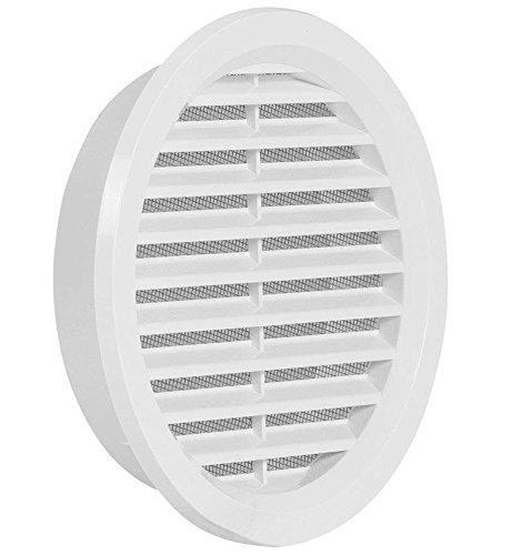 Kunststoff Lüftungsgitter – Abluftgitter – rund – mit Flansch/Rohranschluß und Insektenschutz – Deckmaß: 179 mm (VM150) (1) - 2